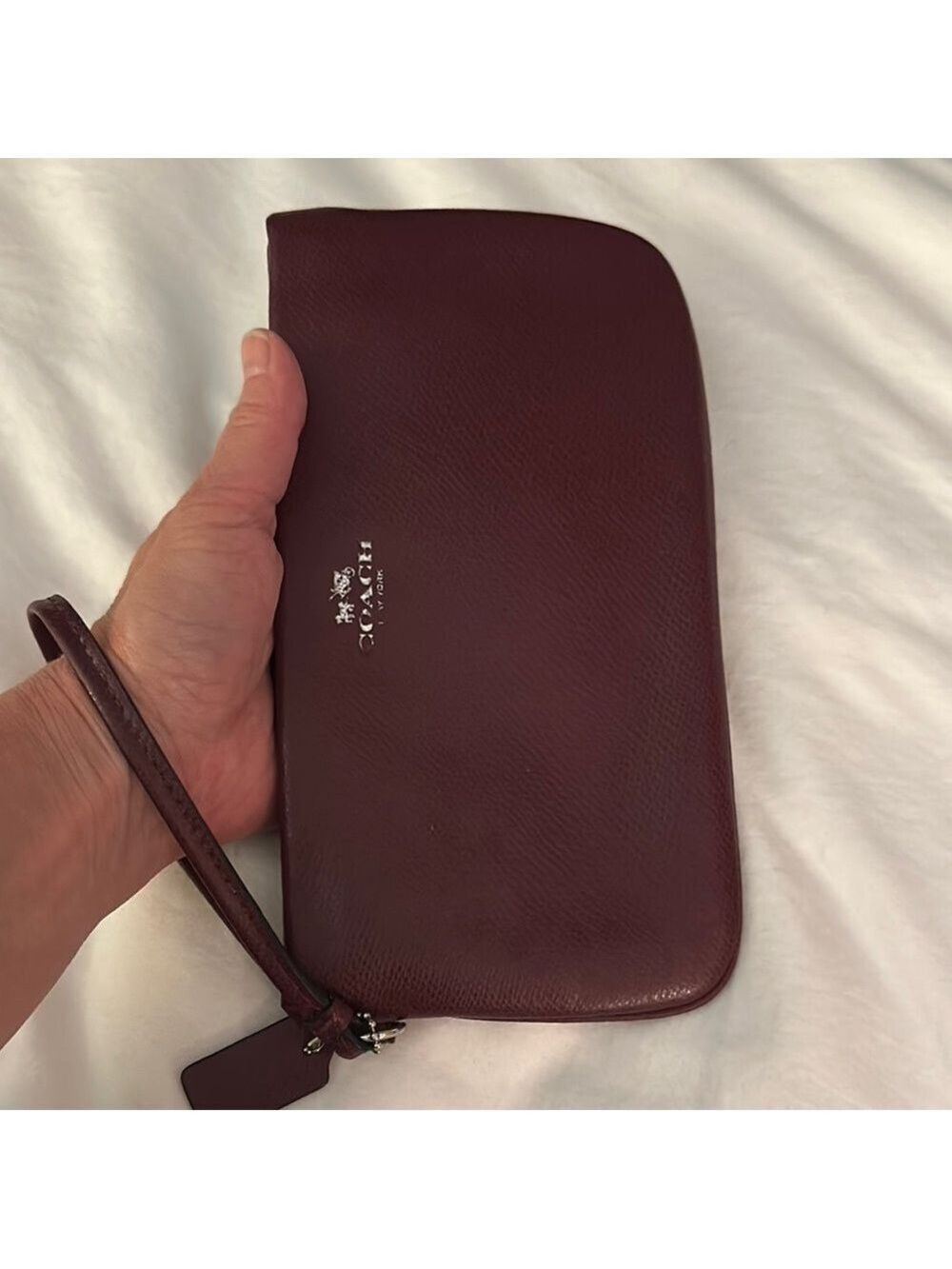 Coach Burgundy Leather Clutch Wristlet - Picture 8 of 9